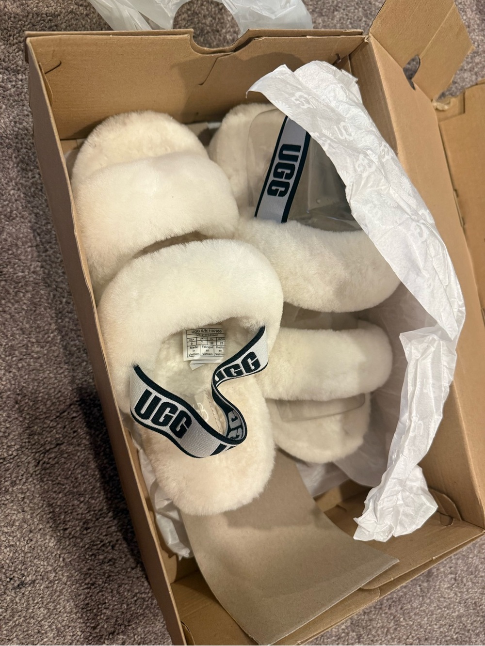 UGG Kids Fluff Strap Sandals - Cream